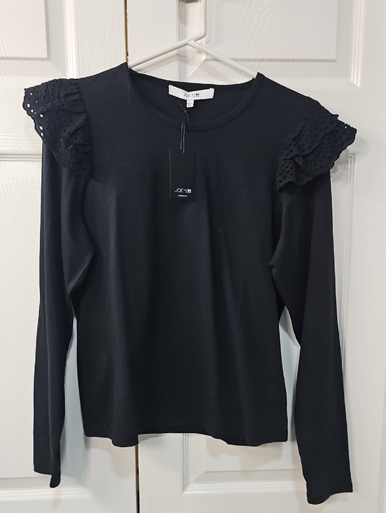 Joe's Jeans Tops - New Joe's Jeans Eyelet Embroidered Ruffle Feminine Cozycore Top Black Large